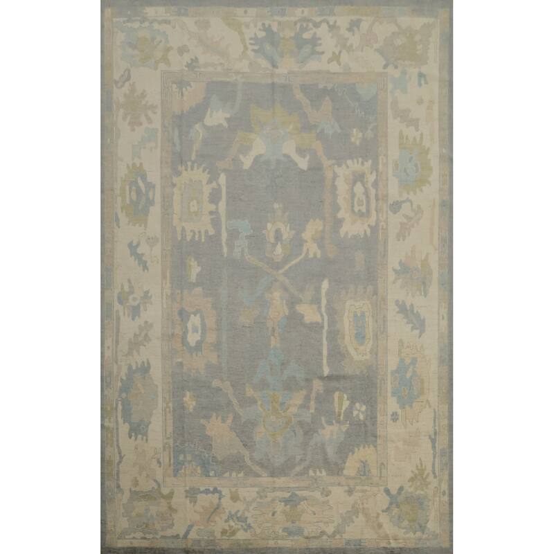 Hand Knotted Oriental 100% Wool Carpet Transitional All-Over Greys & Charcoal Oushak Area Rug - 14' 0'' X 10' 2''