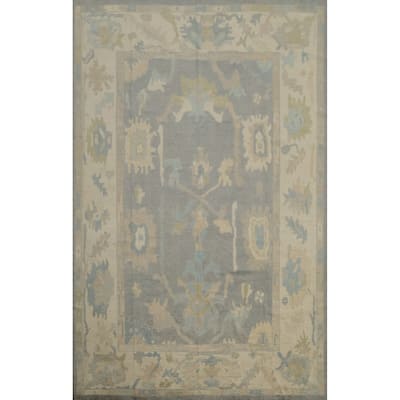 Hand Knotted Oriental 100% Wool Carpet Transitional All-Over Greys & Charcoal Oushak Area Rug - 14' 0'' X 10' 2''