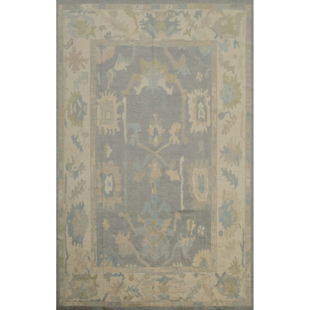 Hand Knotted Oriental 100% Wool Carpet Transitional All-Over Greys & Charcoal Oushak Area Rug - 14' 0'' X 10' 2''