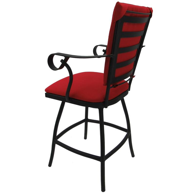 Swivel Counter 26" Bar Stool with a Padded Back - Jenna - Black Frame - 26 inch Seat