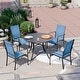preview thumbnail 21 of 174, Patio Dining Set, Outdoor Dining Table and Chairs Set with Textilene Chairs, Adjustable Umbrella Hole for Garden, Backyard 5 Piece-Round - Blue