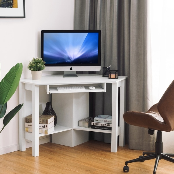 Wooden Corner Computer Desk with Drawer Office Study Table On