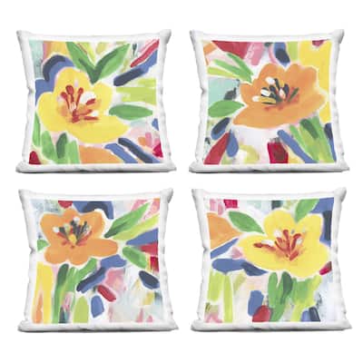 Stupell Fresh Vivid Blossoms Decorative Printed Throw Pillow Design by June Erica Vess (Set of 4)