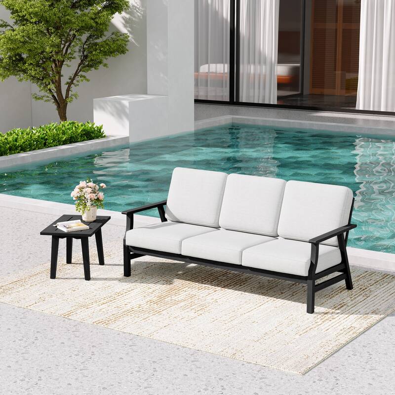 2-Piece Teak Outdoor Sofa Set with Table