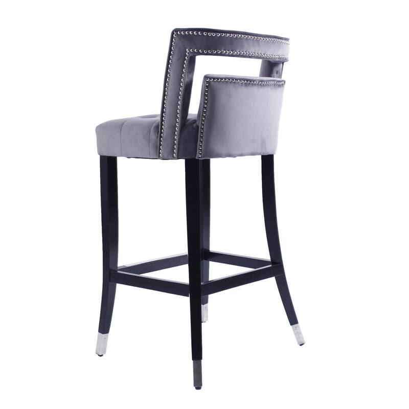 Suede Velvet Barstool with nailheads Dining Room Chair2 pcs Set