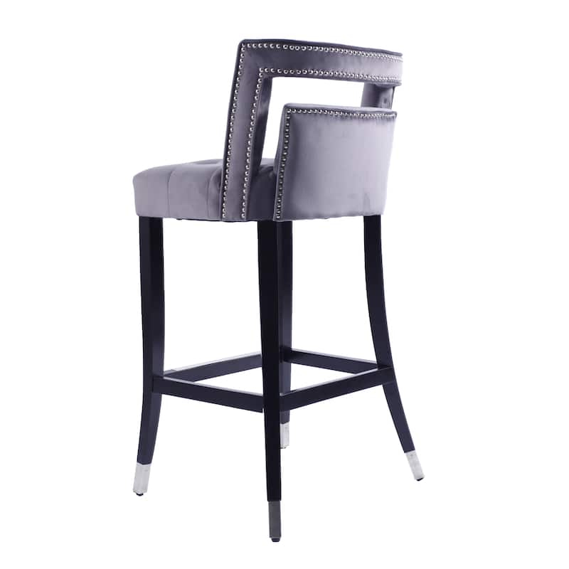 Velvet Barstool with Nailheads,2 pcs Set