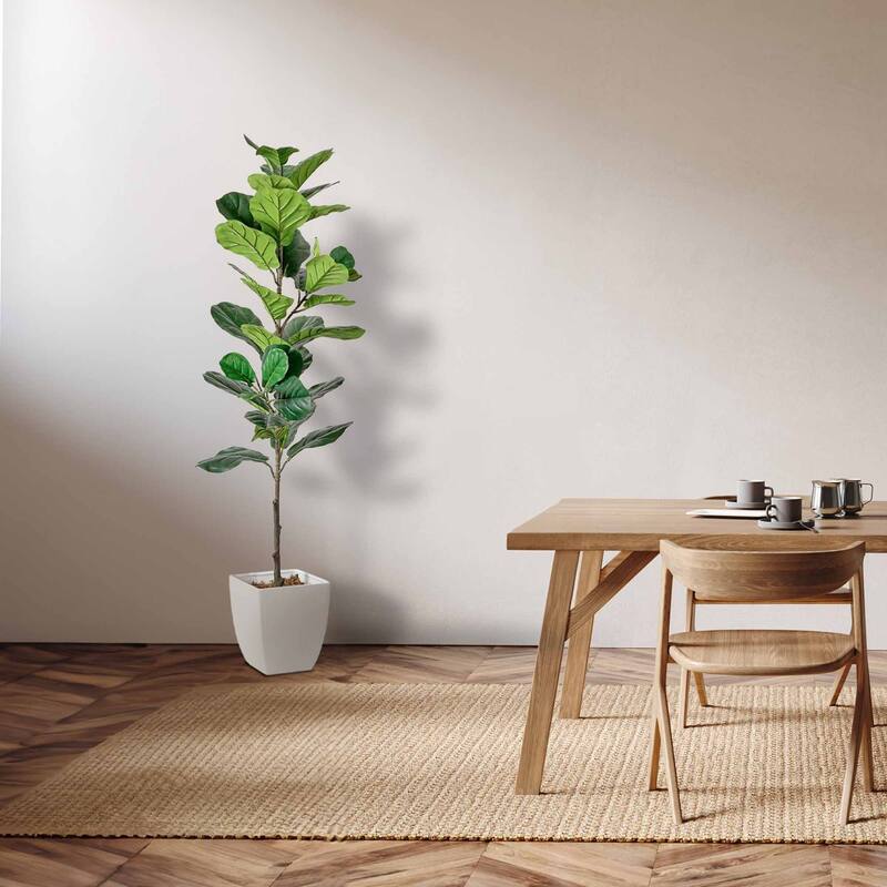 American Art Decor Artificial Faux Tree in White Tapered Ceramic Pot