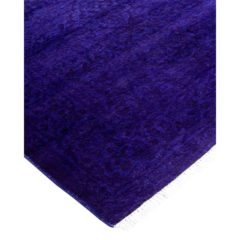 Overton Hand Knotted Wool Vintage Inspired Modern Contemporary Overdyed Navy Runner Rug - 2' 8" x 11' 7"