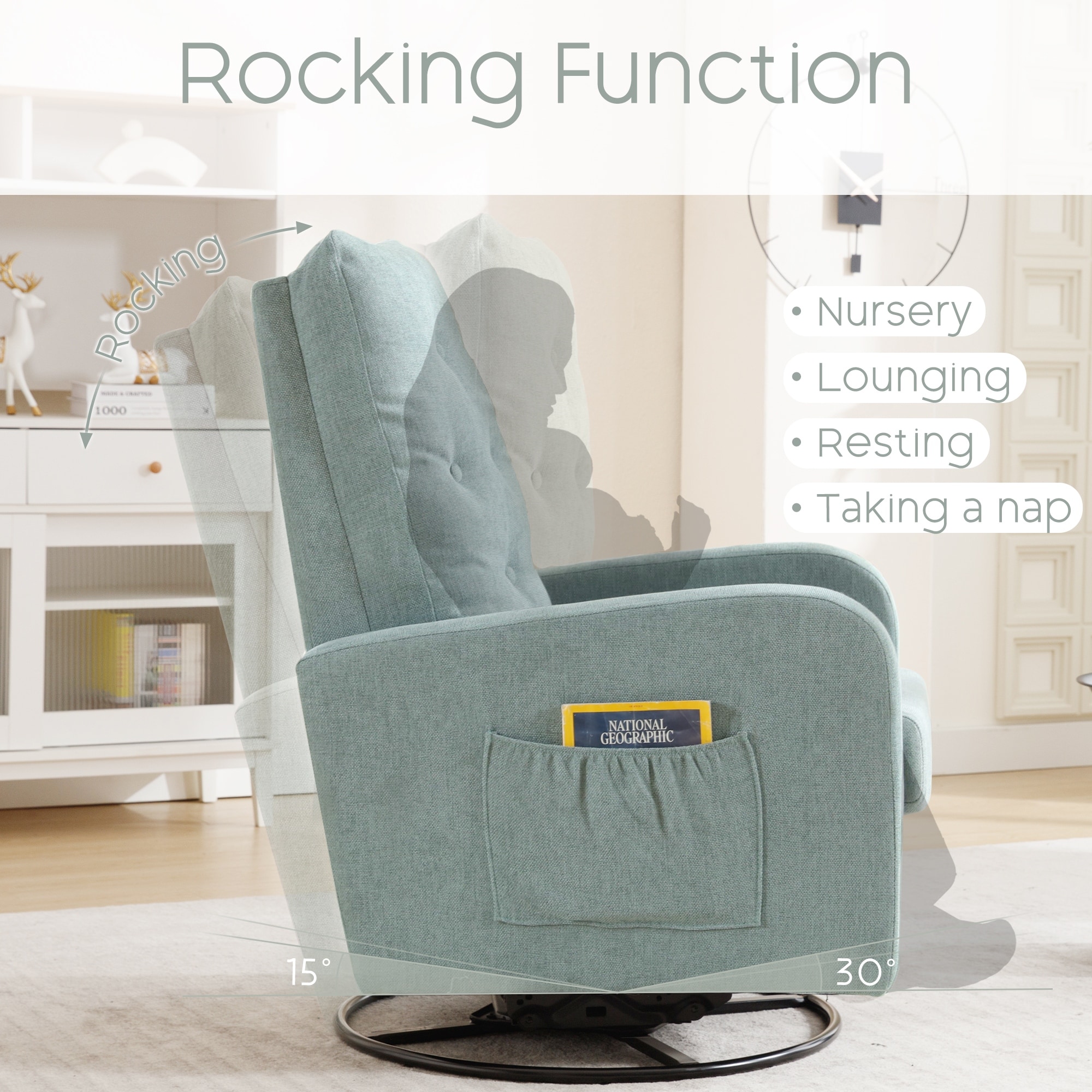Small upholstered swivel rocking chair discount