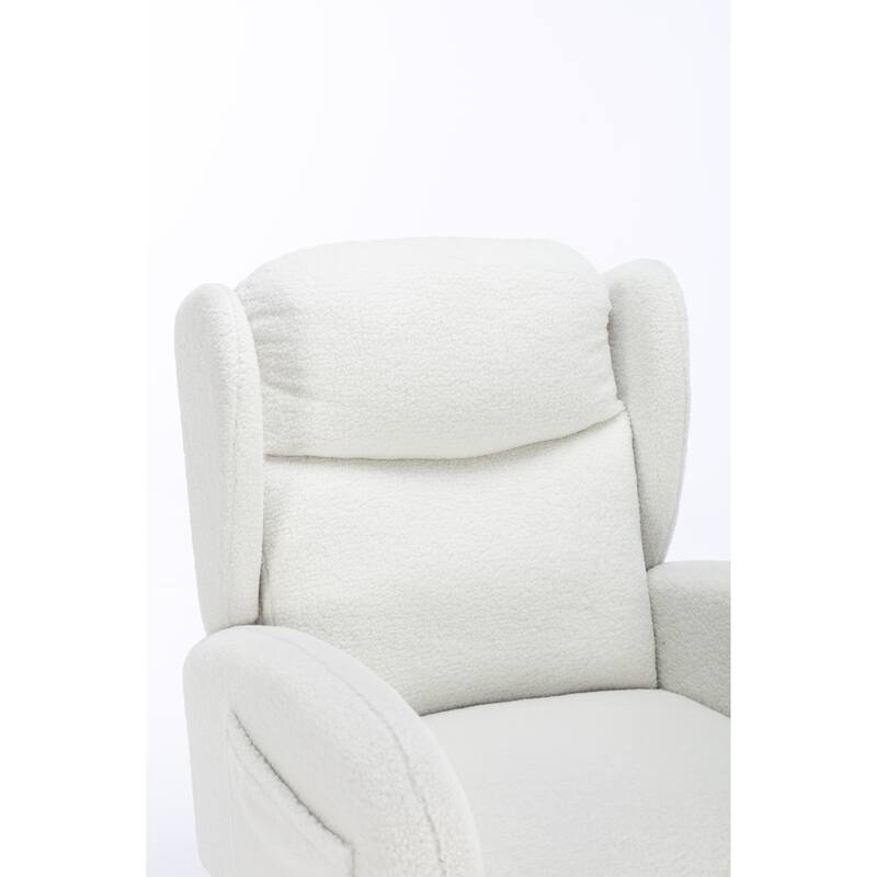 Rocking Chair Nursery, Modern Upholstered Glider Rocker with Side Pocket, High Backrest Accent Armchair for Living Room