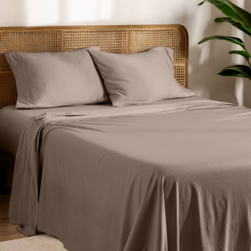 Bare Home Organic Cotton Jersey Sheet Set - Twin - Taupe