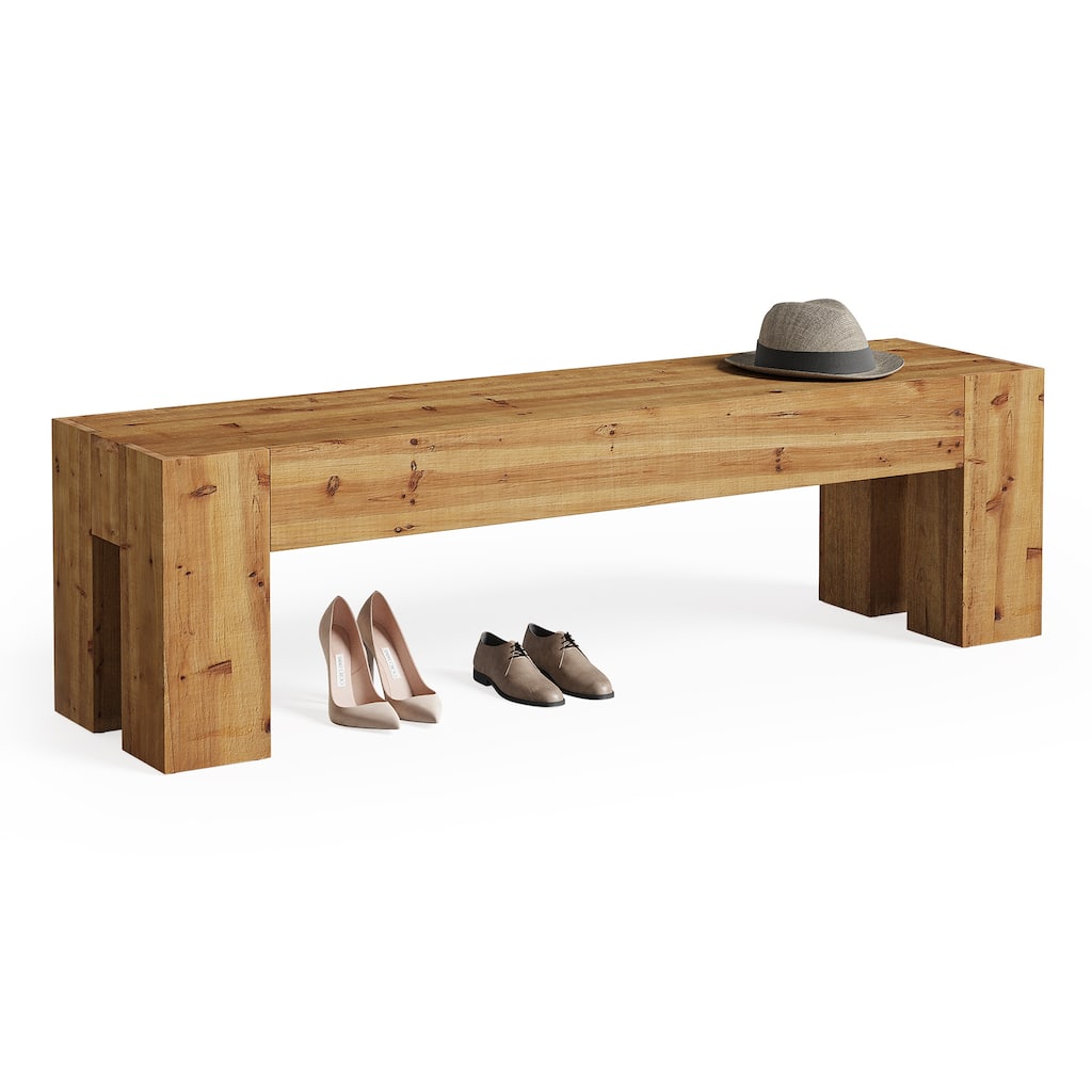 63'' Solid Wood Entryway Bench Rustic Extra Long Heavy Duty Bench