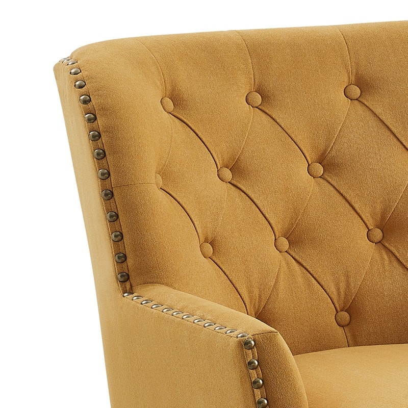 Moser Bay Mignon 30'' Wide Tufted Wingback Accent Chair with Ottoman, Velvet or Linen