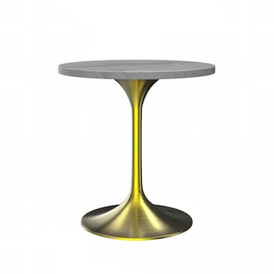 LeisureMod Verve Round Dining Table with Resin TableTop and Brushed Gold Base for Kitchen & Dining Room