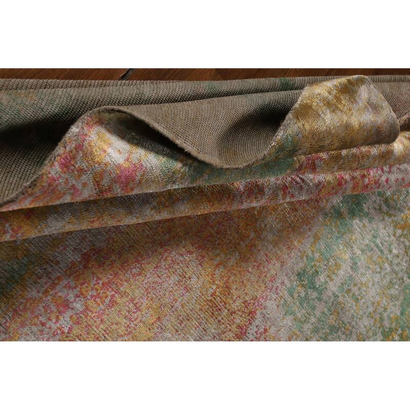 Colorful Abstract Modern Area Rug Hand-Knotted Wool Carpet - 6'7" x 9'5"