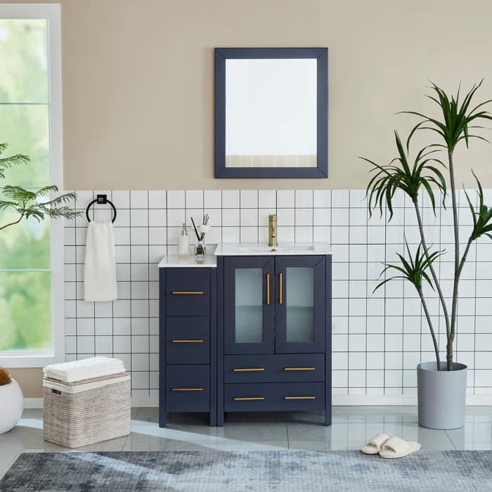 Vanity Art 36-Inch Single Sink Bathroom Vanity with Top & Free Mirror - 36 X 18.1 X 35.8 - Blue
