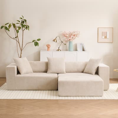 Modular Cross-Section With L-Shaped Lounge Chair, Cloud Sofa,Soft Cushion Sofa - No Installation Required