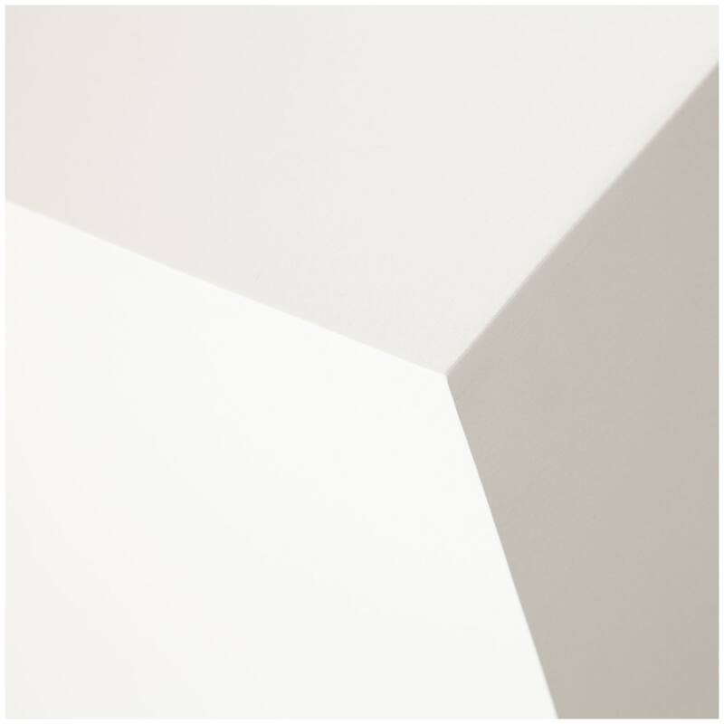 Viko Square Side End Table, White Wood Faux Concrete Finish, 20 Inch