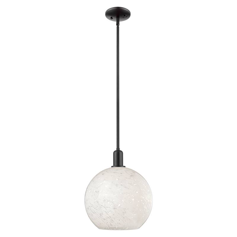 Innovations Lighting Endless Possibilities Arcadia - White Mouchette - 1 Light 12" Stem Hung Mini Pendant - Matte Black