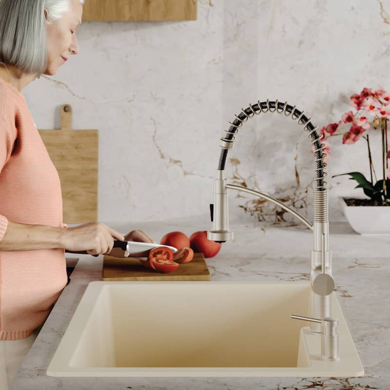 Karran 33" Top Mount Large/Small Bowl Quartz Kitchen Sink Kit - 33" x 22" x 9"