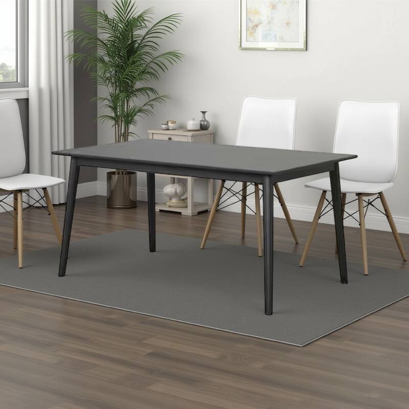 Baylee Rectangular Dining Table, Straight Legs, 60 Inch Black Wood Top