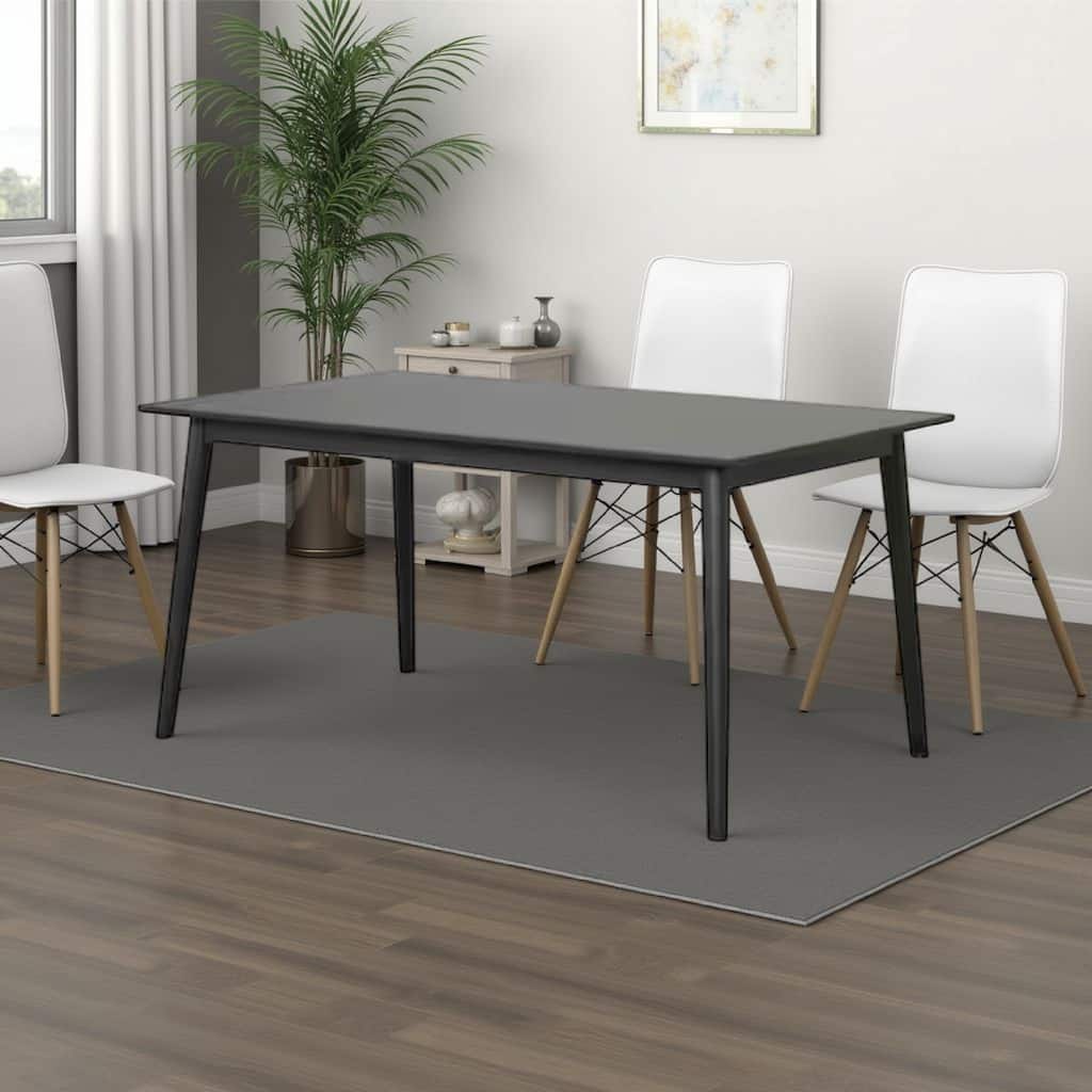 Baylee Rectangular Dining Table, Straight Legs, 60 Inch Black Wood Top