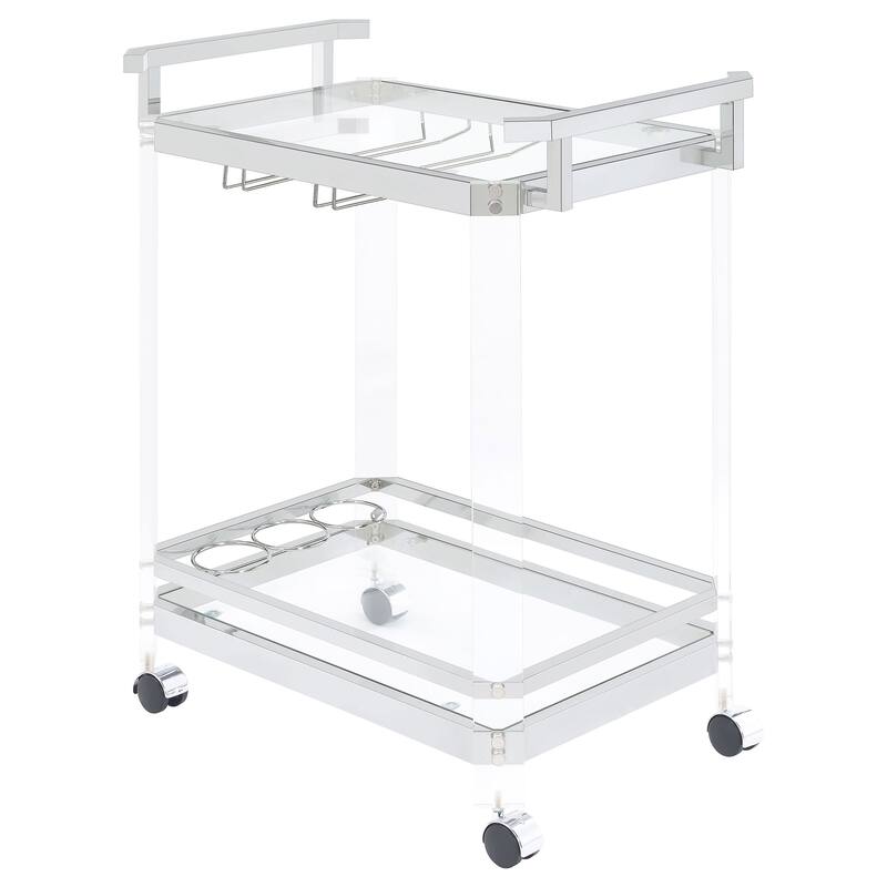 Jefferson Chrome 2-tier Glass Shelf Acrylic Bar Cart - Clear