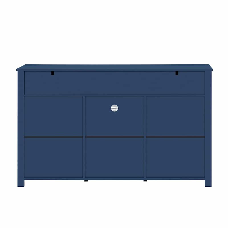 55'' Sliding Barn Door Sideboard with 3 Drawers, Particle Board & Metal Mesh Storage Cabinet