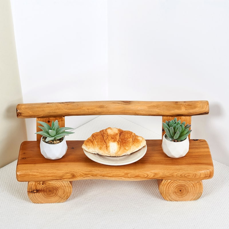 Cedar Roots Serving Stand Farmhouse wood pedestal stand plant holder - 18" x 6" x 7.5"