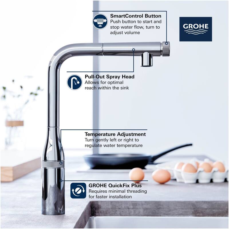 Grohe Essence 1.75 GPM Single Hole Pull Down Kitchen Faucet