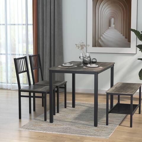 Teraves Dining Table Set with 2 Chairs and a Bench Console Table with Storage for Home Kitchen Entryway