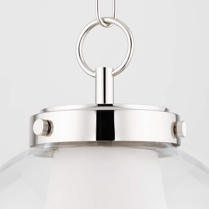 Mitzi by Hudson Valley Sasha 10-inch LED Pendant with Clear Glass Outer, White Belgian Linen Inner