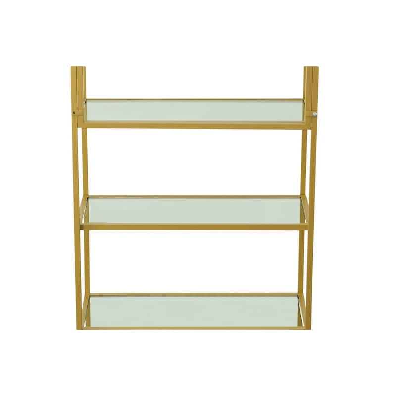 5-Tier Glass Storage Book Shelves - 70.5" - Gold