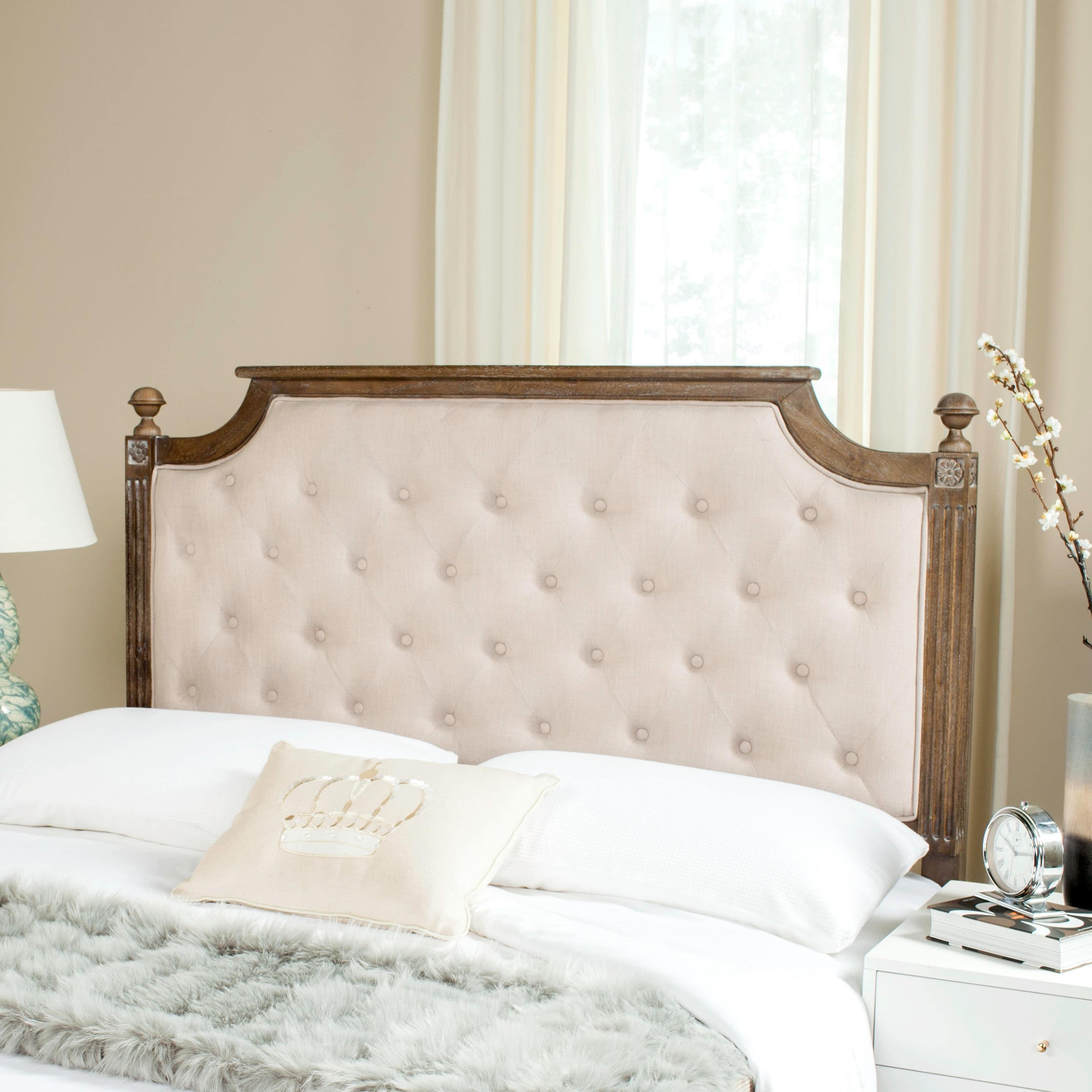 Safavieh axel taupe on sale king tufted headboard