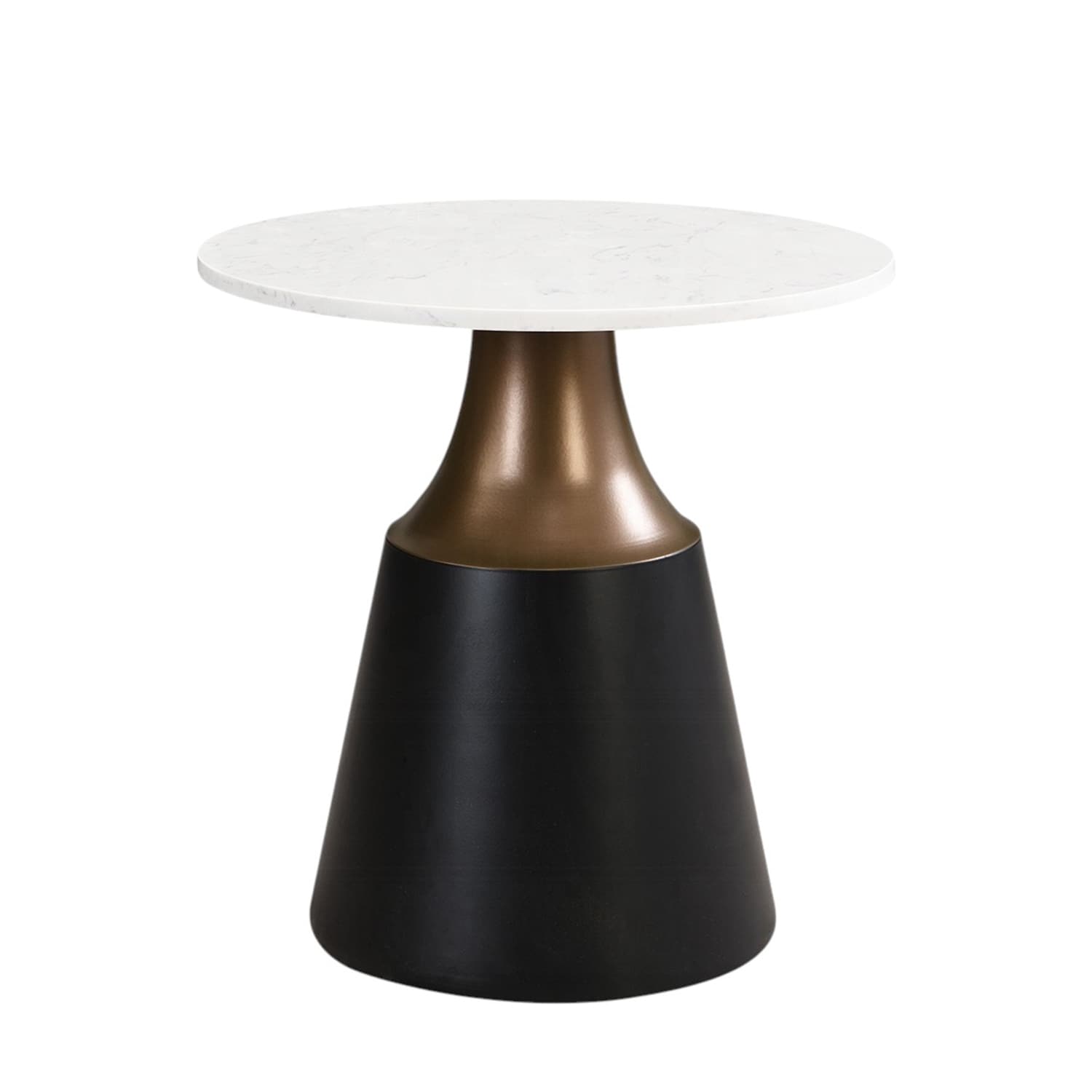 Round End Table with Marble Top in White and Black