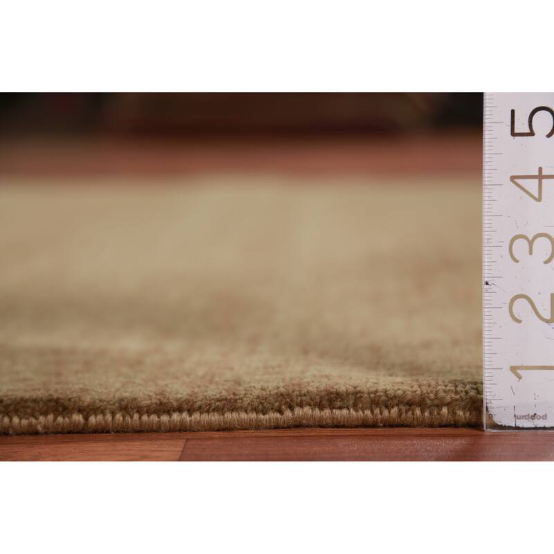 Hand Knotted Oriental 100% Wool Carpet Modern Solid Brown Gabbeh Area Rug - 9' 10'' X 5' 0''