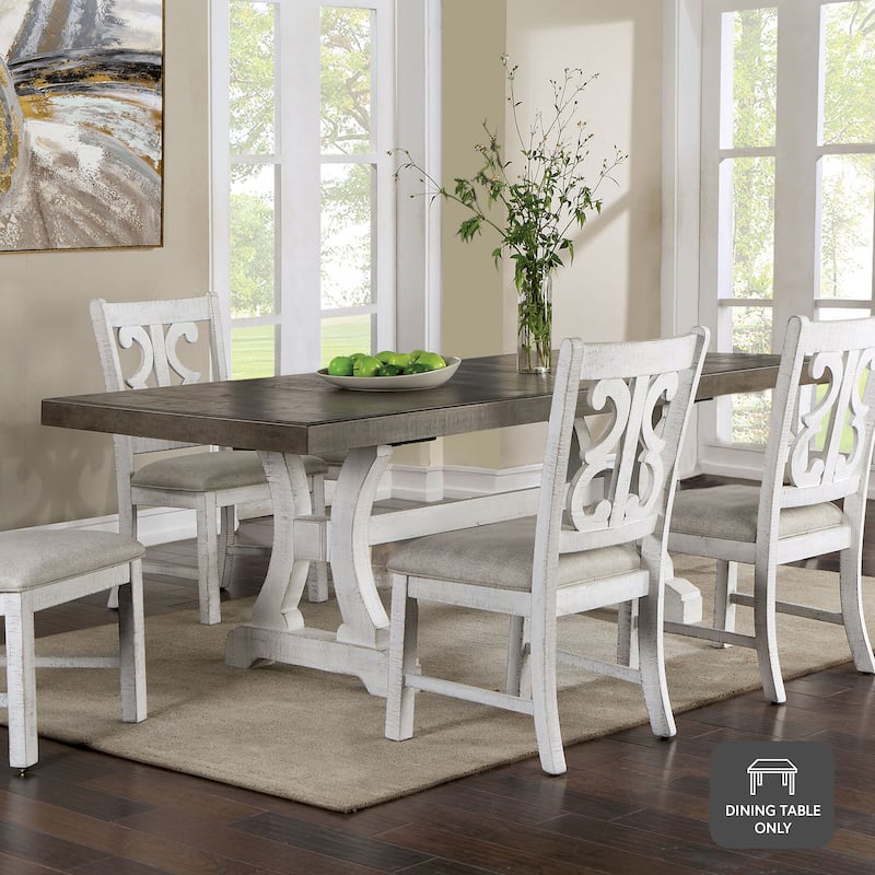 Furniture of America Sylmer White 86-inch Wood Expandable Dining Table - Gray