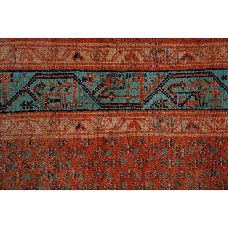 Hand Knotted Oriental 100% Wool Carpet Traditional All-Over Oranges & Rust Botemir Runner Rug - 10' 4'' X 3' 5''