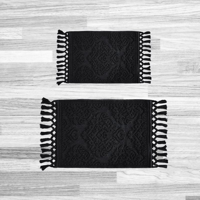 Jean Pierre Ricardo Cotton Fringe 2-Piece Bath Rug Set