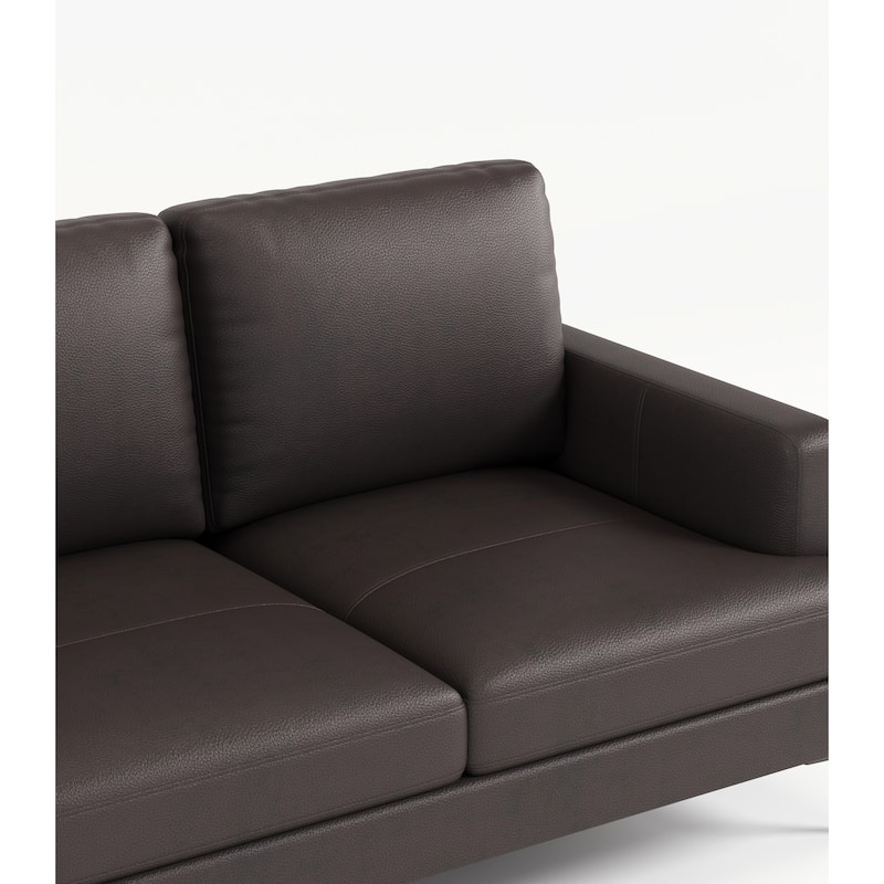 Dark Brown Genuine Leather 3-seater Sofa with USB Charger