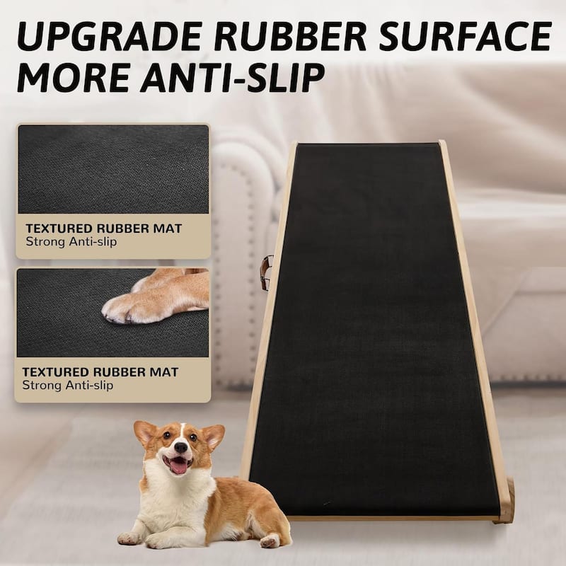 DoCred Folding Non-Slip Rubber Mat Wooden Dog Ramp For High Bed