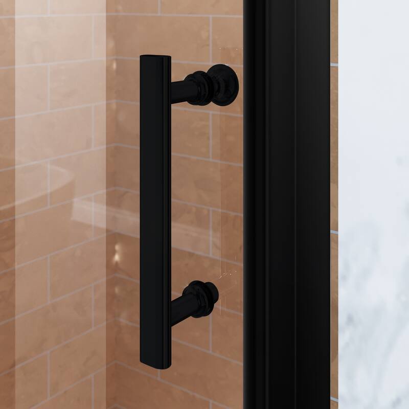 Elegant Bi-Fold Frameless Pivot Swing Shower Door Enclosure with Clear Glass Panel and Hardware Kit Reversible Installation