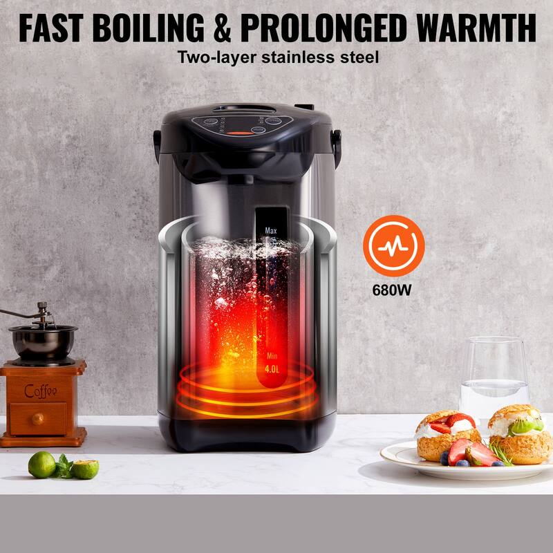 Hot Water Dispenser, Adjustable 4 Temperatures Water Boiler and Warmer, 304 Stainless Steel Countertop Water Heater