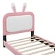 preview thumbnail 15 of 14, Upholstered Platform Bed with Bear Headboard and Footrest