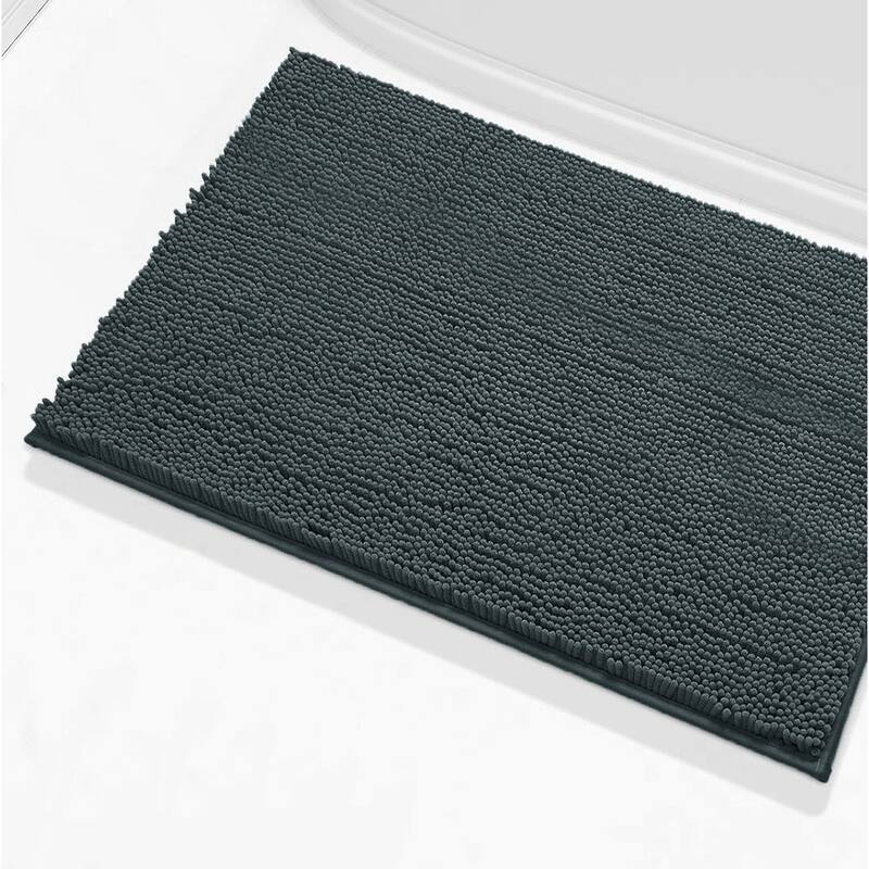 30"x20" - Charcoal Grey Soft Cozy Plush Chenille Bath Mat Bathroom Rug