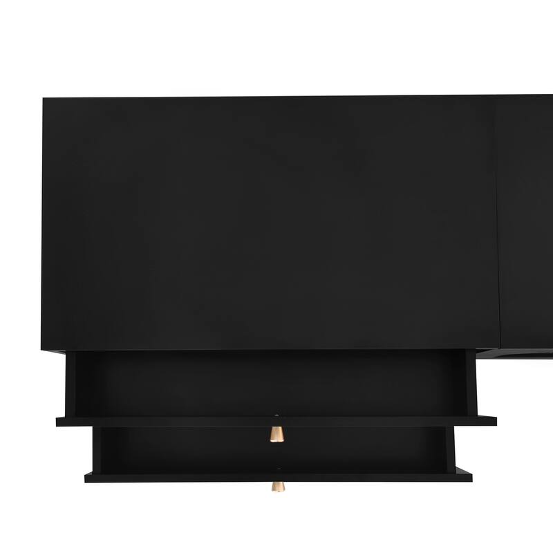 Elegant 87" TV Stand with Fluted Glass Doors & Ample Storage - Modern Media Console for Large TVs