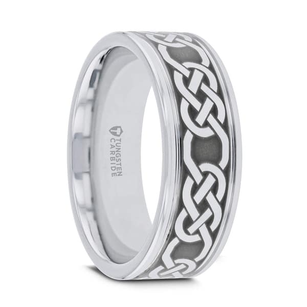 4MM Titanium Womens Rings Celtic Knot Engraved Comfort Fit Wedding Bands