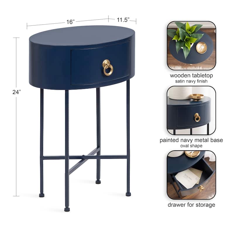 Kate and Laurel Decklyn Glam Oval Side Table