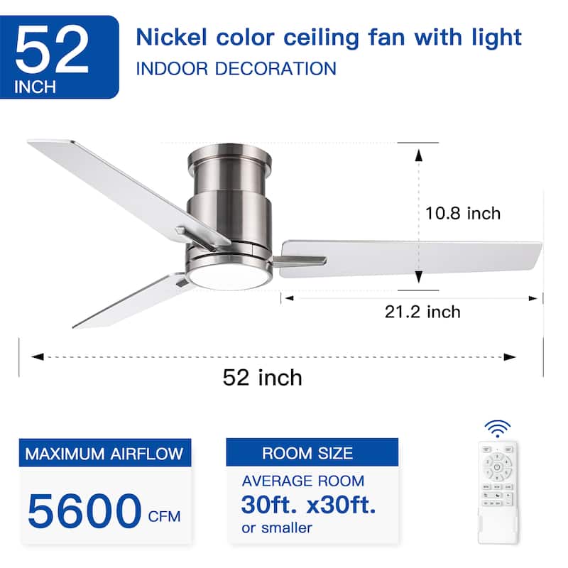 52" Lowe Profile Ceiling Fan with Light