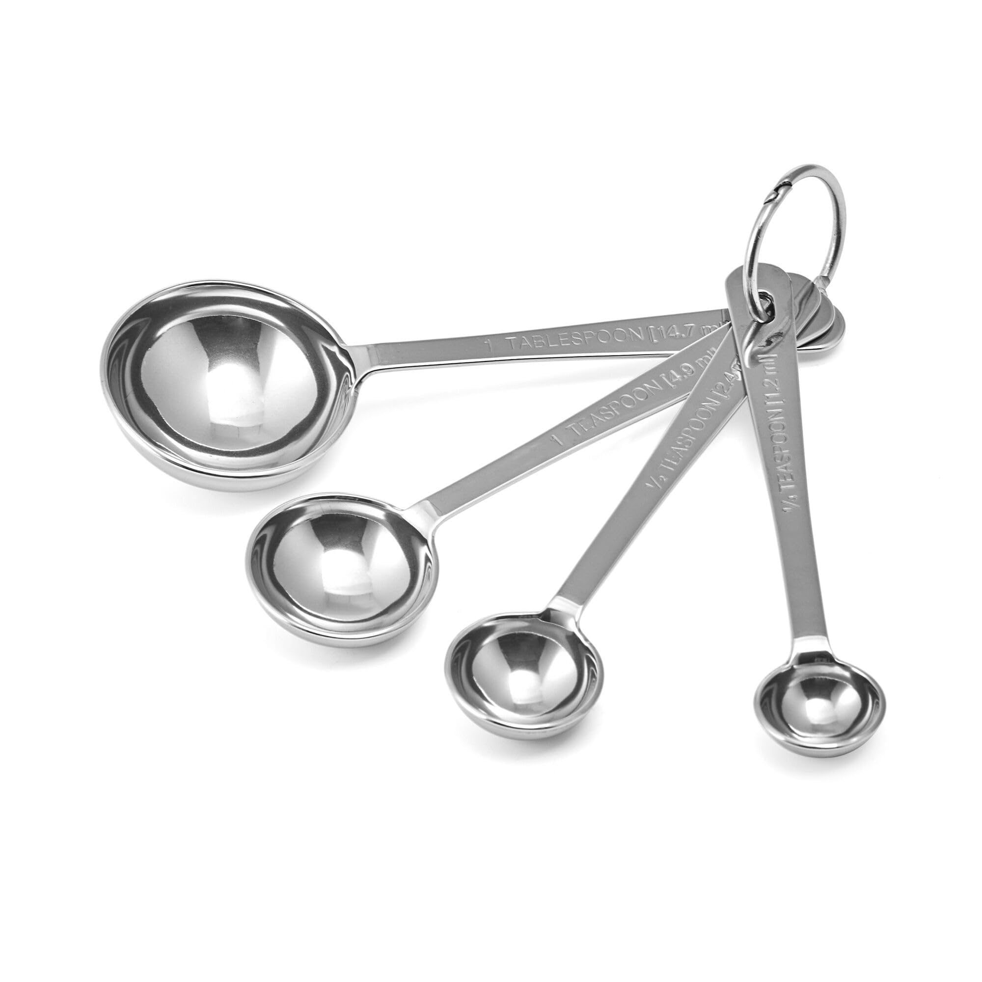 Amco Stainless Steel Measuring Spoons - 1/4 Tsp, 1/2 Tsp, 1 Tsp, 1 Tbsp